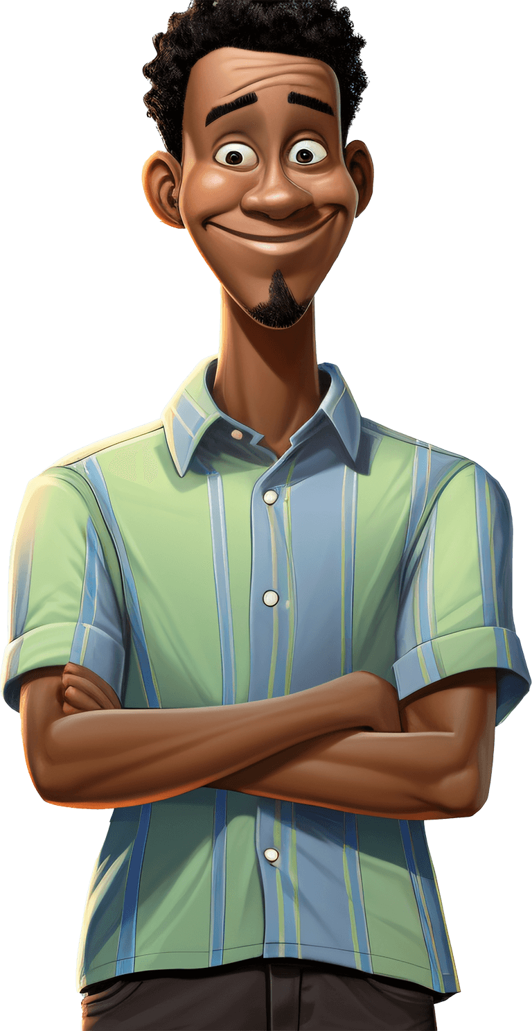 Illustration of a young man representing program support